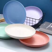 小麦秸秆盘子轻便不易破碎晚餐盘子套装适用于洗碗机和微波炉 - 彩色 - 查看 8