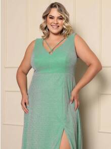 Mint Green Plus Size Bridesmaid Dress - 薄荷綠 - 查看 3