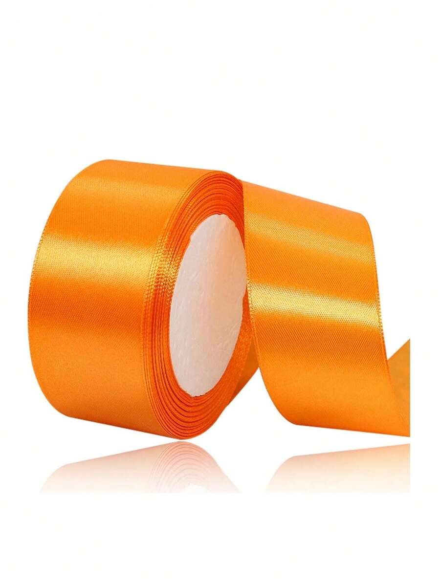 1pc 3.8cm*45m Satin Ribbon Craft Flower Ribbon Colors To Choose Ribbon For Eternal Flower Decoration Arrangement Craft - Orange - View 1