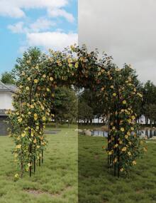 Arco de jardín para plantas trepadoras, cenador metálico con acabado duradero con recubrimiento en polvo, ideal para bodas, cenadores y decoración de exteriores, 2 metros de alto, ideal para césped y fiestas, fácil de montar. - Cúpula - Ver 5