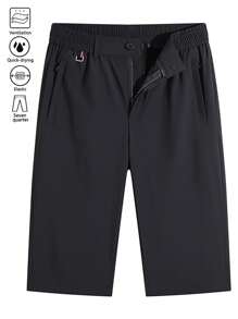 Men's Summer Quick-Dry Elastic Athletic 7-Inch Shorts With Zipper Pockets - Black - View 4