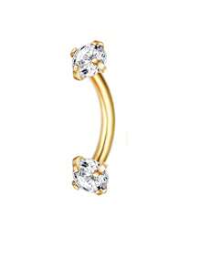 DOLOTTA 1 pièce Bijoux de piercing de cartilage en acier inoxydable 16G 18G, anneaux pour sourcil, anneau de nombril, lèvre, helix, rook, daith, boucles d'oreilles tragus avec cristal CZ. Barre incurvée pour piercing corporel.