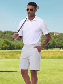 Summer Men's Golf Shorts Casual Stretch Lightweight Work Dress Shorts With Pockets