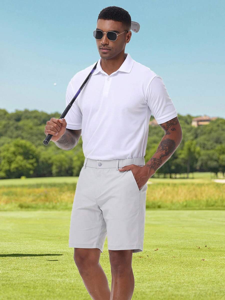 Summer Men's Golf Shorts Casual Stretch Lightweight Work Dress Shorts With Pockets