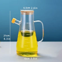 1 件 900ml 高硼硅玻璃油瓶带刻度防漏酱油/醋/调味容器耐热易清洗厨房配件
