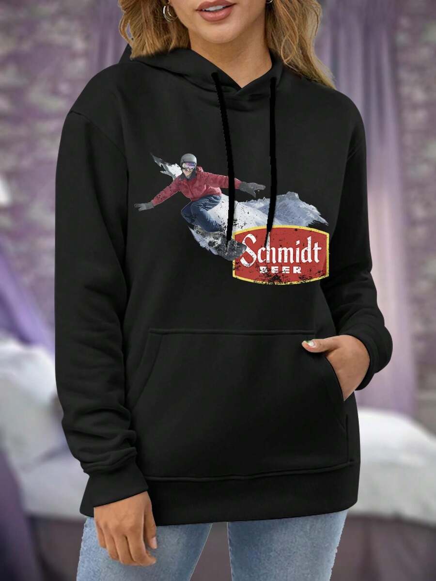 Women's Vintage Snowboard Big Size Women Hoodie Sweatwomen Hoodies Snow Snowboarding Skiing Snowmobiling Winter Sports - Black - View 1