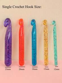 1/17pcs Oversized 25mm Crochet Hook Set - Including Mixed Color Accessories: With 10 Stitch Markers, 6 Large Eye Needles - All Seasons Plastic Crochet Hook Set, Smooth Handle, Wool Weaving Tools, Easy To Make, 12-25mm Single Crochet Hook, Hand Sewing Essentials