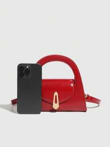 1pc PU Leather Handbag, Solid Color Small Bag Minimalist Fashion Women ...