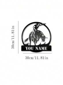 An Iron Custom Customizable Metal Bull Rider Wall Art Personalized Cowboy Bull Ride Decoration Home Ideal Birthday Housewarmings Valentine's Day Bull Decor The Perfect Gift Gifts Graduation - Black - View 14