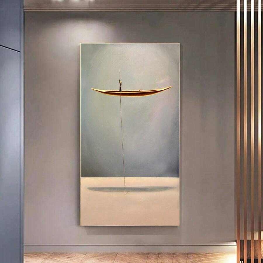 1PC Nordic Style Boatman Support Canvas Painting, Modern Art Print Posters For Office And Home Decoration, Simple And Stylish Wall Arts, No Frame Gifts Birthday Graduation