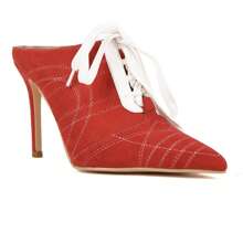 So Me Advan Pointy Toe Sneaker Pump Heel With Laces - Red - View 2