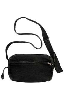 Bolsa de mezclilla para hombres, de gran capacidad y peso ligero, estilo de cartero retro, bolsa cruzada casual deportiva, mochila versátil de moda deportiva, bolso de estudiante para ir al trabajo - Multicolor - Ver 15