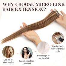 Micro Loop Hair Extensions Real Human Hair Microlink Hair Extensions Human Hair Black Microbead Hair Extensions 12-20 Inch 30g/50s - SP4/27 - View 3