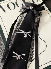 Elegante verstellbare Spitze Schleife Krawatte mit Strass für Frauen, einzigartiges Design geeignet für Lässig, Blusen, Partys, Festivals