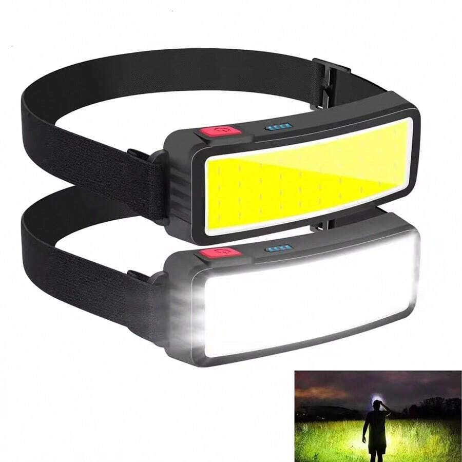 1pc Outdoor USB Rechargeable Fishing Headlamp, Bright COB Hands-Free Headlight For Night Fishing, Mining - Multicolor - View 1