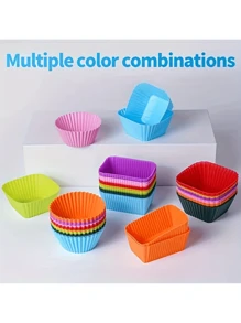 40 piezas Moldes de silicona para magdalenas y tenedores de fruta, divisores de lonchera, duraderos y reutilizables, aptos para lavavajillas y congelador, esenciales para volver al colegio - Color aleatorio - Ver 5