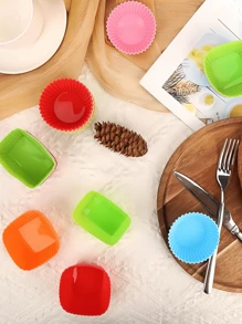 40 piezas Moldes de silicona para magdalenas y tenedores de fruta, divisores de lonchera, duraderos y reutilizables, aptos para lavavajillas y congelador, esenciales para volver al colegio - Color aleatorio - Ver 10