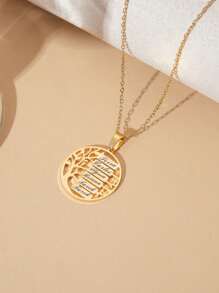 1 pieza Colgante de collar de árbol de la vida personalizado de acero inoxidable, diseño minimalista, adecuado para citas, días festivos y uso diario de niña