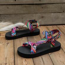 2025 Summer Women's Flat Rope Woven Beach Sandals, Outdoor Casual Slippers, Plus Size Women Sandals - Red - View 7
