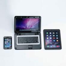 3件套 1:12 娃娃屋迷你金属电脑模型套装，迷你娃娃衣服配件小摆件，可爱迷你家具电子配件迷你装饰品，适用于家居、房间、游戏、派对，小礼物 - 金属笔记本电脑平板电脑 3 件套模型玩具 - 彩色 - 查看 15