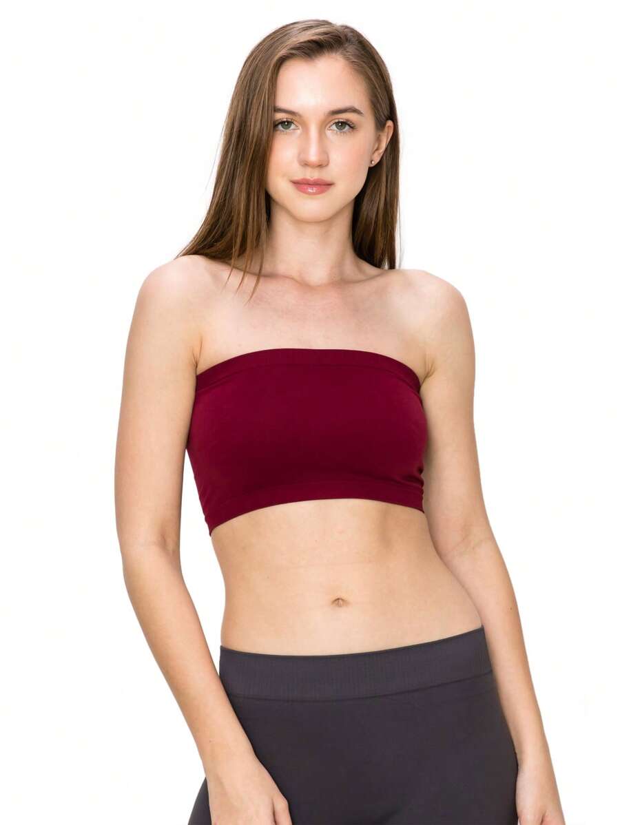 KURVE SEAMLESS MINI BANDEAU TUBE TOP - Burgundy - View 1