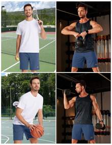 FASBUCO Men's Hiking Shorts 9" Quick Dry Athletic Shorts With Zipper Pockets For Gym, Workout, Basketball, Running - Blue Gray - View 8