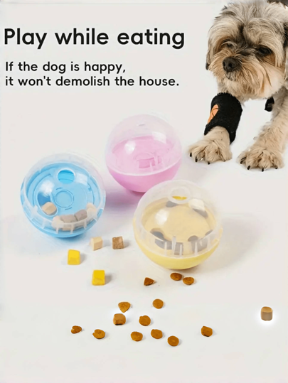1 peça de dispensador interativo de petiscos para cães - brinquedo de bola rolante transparente, promove estimulação mental e saúde bucal, design à prova de vazamentos