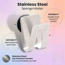Magnetic Sponge Holder - For Steel, Metal & Composite Sinks - Magnetic Back - Magnetic Sponge Holder For Kitchen Sink - Magnetic Sink Sponge Holder (Steel)