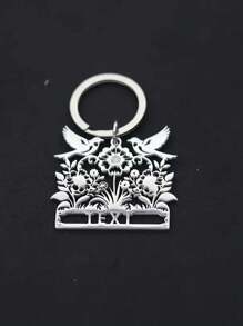 定制不锈钢钥匙扣，带有个性化铭牌，采用花卉和鸟形设计，时尚黄金首饰，男女皆宜，可作为圣诞节、万圣节、感恩节礼物