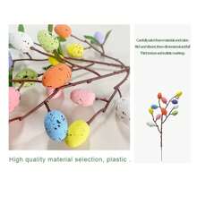 Palillos de flores artificiales de Pascua, palitos de huevos de Pascua en tonos pastel, ramas con hojas verdes para el hogar. - Multicolor - Ver 5