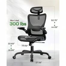 Marsail Silla ergonómica de Oficina: Silla de computadora de computadora de Oficina con Malla de Respaldo Alto y Soporte Lumbar Ajustable, sillas de Trabajo giratorias con Ruedas 3D reposabrazos y - 1 - Ver 2