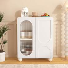 LITZEE Armoire de rangement multifonctionnelle blanche de style Scania, étagères réglables de 80 cm, résistante à l'eau, résistante aux taches, matériau respectueux de la peau, verre trempé, convient pour la cuisine et le salon - Blanc - Voir 7