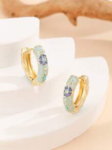 1 Paar Mode Kupfer Material Blumen Muster Creolen Ohrringe Schmuck für Frauen Mädchen