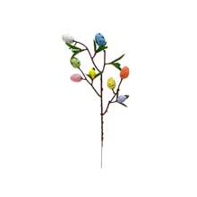 Palillos de flores artificiales de Pascua, palitos de huevos de Pascua en tonos pastel, ramas con hojas verdes para el hogar. - Multicolor - Ver 1