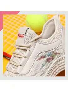 Zapatillas Casuales Para Mujer,Zapatos deportivos para mujer, livianos, cómodos, antideslizantes zapatos deportivos de malla negra,transpirables, para correr,1 par deportivo transpirable Mujer atlético Zapatos,de mujeres casual atlético Zapatos de moda con cordón - Beis - Ver 6