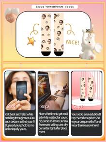 1 双定制脸部袜子、定制照片袜子、定制印花袜子、个性化搞笑脸部袜子、定制图片袜子、在袜子上印上任何脸部图案、周年纪念礼物、情人节礼物、生日礼物、结婚礼物