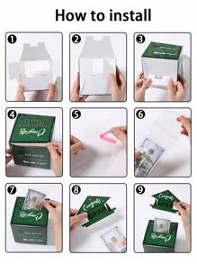 1set Graduation Season 2025 Gift Box, Green Black Graduation Cash Box, DIY Folding Paper Money Box, Graduation Money Box With Pull Out Cash Card And Bags, For Graduation Party Decoration Home Decor Room Decor Table Decor Background Photography Decoration Cash Box, Cash Gift Pull, Fun Surprise Box, Unique Party Gifts Supplies, Congratulations Graduation Cash Box Gifts, 2025 Graduation Gifts