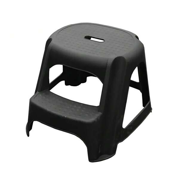 Banco Escada Plástico Multiuso 2 Degrau Preto