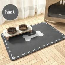1 pièce de tapis d'alimentation pour chat/chien, tapis absorbant et antidérapant imperméable, facile à nettoyer, prévient les déversements et les salissures de nourriture