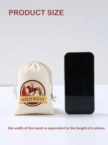 6 件西部牛仔风格礼品袋，西部牛仔主题礼品包装袋，抽绳袋，生日宝贝淋浴性别揭示派对装饰储物袋，派对礼物 - 彩色 - 查看 6