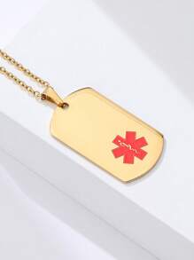 1pc - Personalized Text - Personalized Medical Alert Necklace, Engraved Ice Identification ID Tag Pendant With Chain, Can Be Engraved With ID Name, Phone Number, Pendant Necklace Custom Medical Identification Jewelry, Essential Necklace For Parents And Elders, -Give To Parents, -Give To Elders.