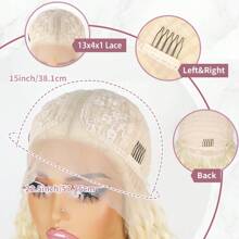 613 Light Blonde Color Synthetic Lace Front Wigs Pre Plucked Natural Hairline 32 Inch Long Kinky Curly Wig Ready To Wear Glueless Wigs 13x4x1 Middle Part Lace Front Curly Wigs For Fashion Women Daily Party Wear Heat Resistant Fiber - 金色 - 查看 8