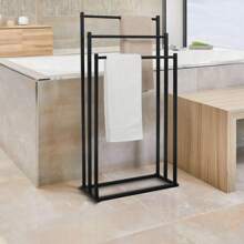 Free Standing Bathroom Bath Floor Towel Rail Rack 3 Tier Bar Metal Towel Stand - White - View 9