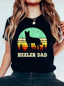 Blue Heeler Dog Dad Australian Cattle Dog Lovers Fathers Day T-Shirt 100% Cotton, Breathable & Comfort Fit, Short Sleeve Women T Shirt Crew Neck Top For All Seasons