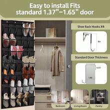 35 Pocket Over The Door Shoe Organizer,Reusable Breathable Large Mesh Bag Men's & Women's Sneaker Organizer,Shoe Organizer For Kids,Hanging Shoe Storage Hanging Bag (Black)