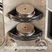 1/2/3pcs No-Drill Kitchen Corner Rack Organizer, Plastic Multi-Function Spice Shelf Wall Mount Bathroom Storage Rack Home Bathroom Decor Bathroom Organizer Summer Back To School - Multicolor - View 6