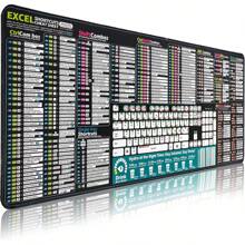 Excel Cheat Sheet Desk Pad - Extended Large Excel Mouse Pad | Shortcuts Mousepad For Excel | PC Office Spreadsheet Mouse Mat With Excel Keyboard Tips/Short Cut/Cheatsheet - 黑色 - 查看 1
