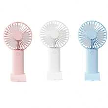 1 pieza Ventilador de triple hoja recargable por USB con soporte, se puede usar como soporte para teléfono/tableta, diseño lindo adecuado tanto para niños como para niñas. Regalo ideal para mujeres, perfecto para actividades al aire libre, playa, oficina, escuela, hogar [Ventilador de refrigeración de verano]