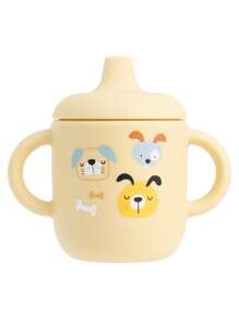 PopLittleOne 1 Stück Silikon Baby Becher tragbare Baby Wasserflasche mit niedlichem Tier, Blumen und Verkehrs-Muster, Baby Lernbecher Fütterung Baby Geschirr - Verschiedenfarbig - Übersicht 18