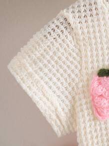 Conjunto de 2 piezas para niña bebé, Blusa con gráfico 3D de fresa y Falda plisada, Conjunto elegante y dulce - Multicolor - Ver 4